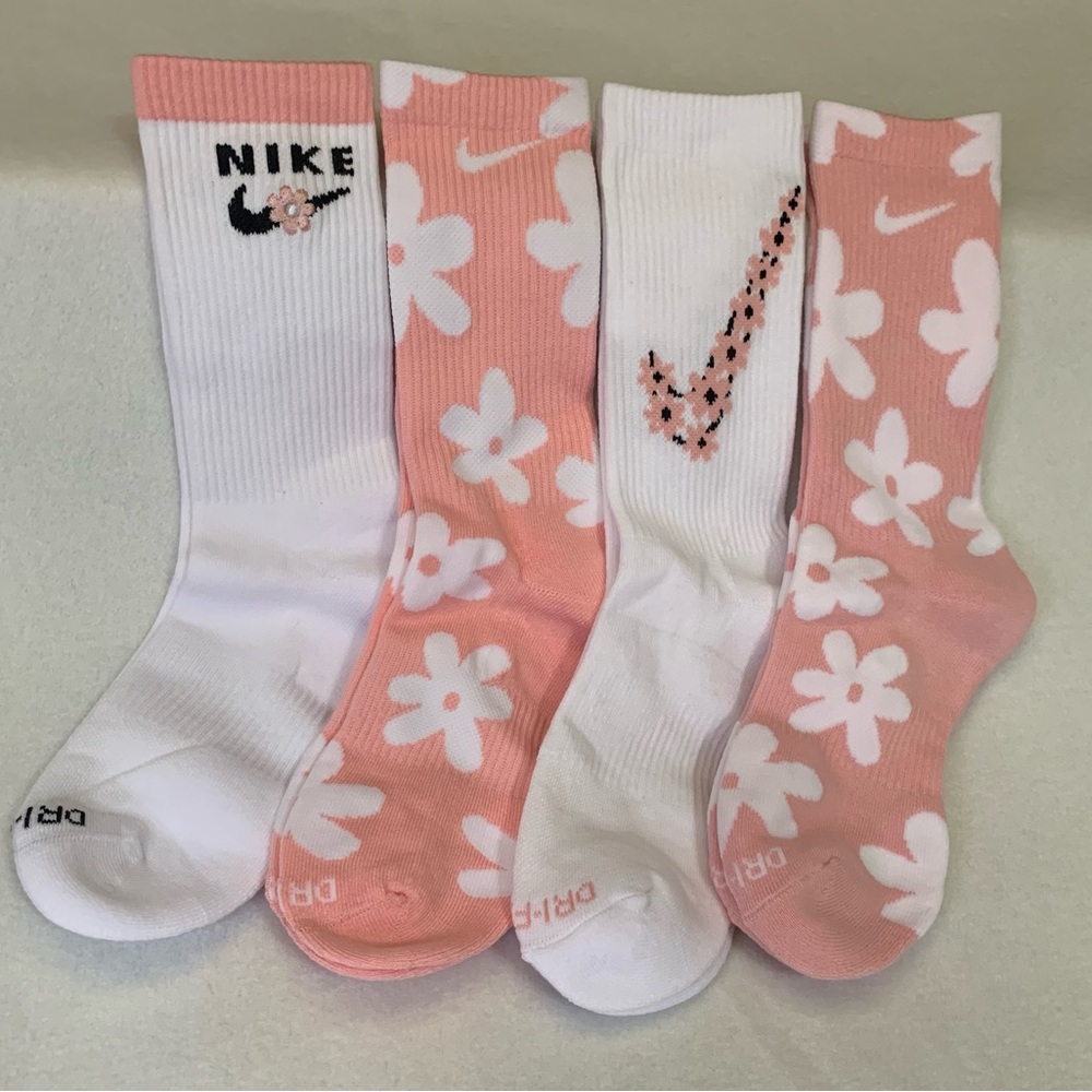 Nike Pink and White Butterfly Hosiery